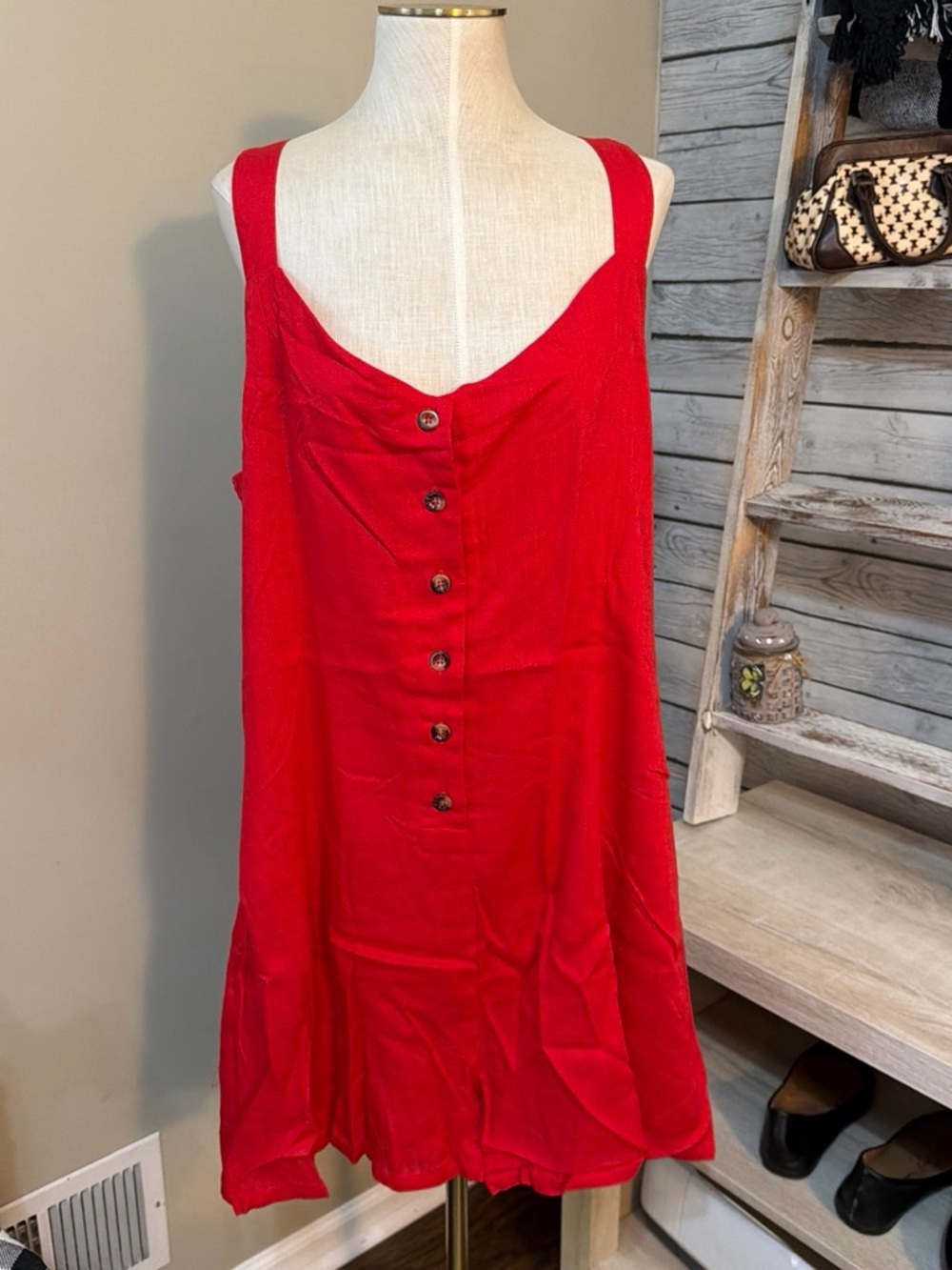 White birch Red Smocked jumper shorts one piece